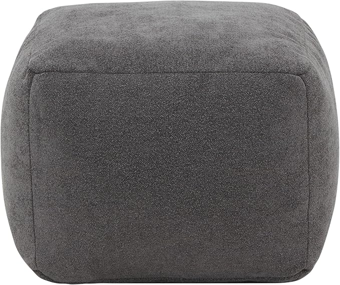 SAFAVIEH Couture Collection Samuels Charcoal Boucle Pouf Ottoman Foot Rest (Fully Assembled)