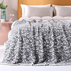 Panku Ultra Soft Leopard Throw Blanket, Cozy Knit Warm Cheetah Fleece Blankets for Couch and Sofa, Knit Reversiable Luxury Fluffy Blanket Throw (50x60 Inches, Snow Light Grey)