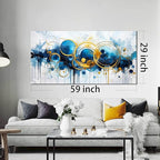 JKWALL77 Big Abstract Canvas Wall Art for Living Room - Blue Modern Wall Decor Ready to Hang Size 29" x 59"