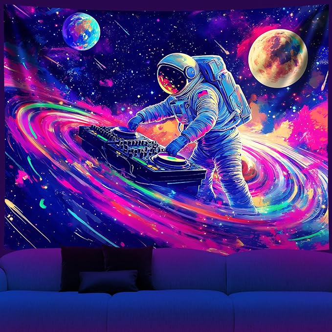 NYZE Blacklight Tapestry Music Wall Tapestry Art Party Banner Colourful Poster Design Tapestries for Hip Hop College Dorm Room Bedroom Wall Decor 59in×51in