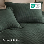 Bedsure Luxury Waffle Duvet Cover King Size - Textured Duvet Cover Set, Soft, Breathable Bedding Set (104"x90") with 2 Pillow Shams for All Season, Forest Green, Comforter Not Included