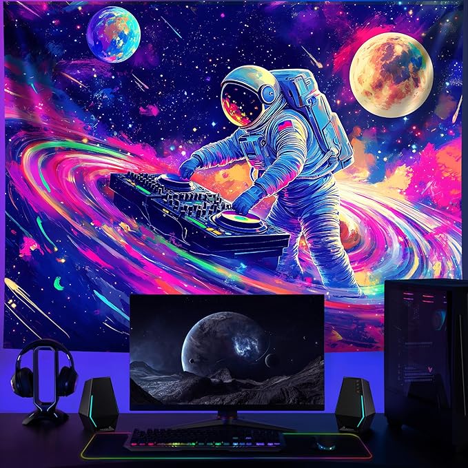 NYZE Blacklight Tapestry Music Wall Tapestry Art Party Banner Colourful Poster Design Tapestries for Hip Hop College Dorm Room Bedroom Wall Decor 59in×51in
