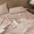 MooMee Striped Duvet Cover Set 100% Washed Cotton Linen Like Textured Breathable Durable Soft Comfy (Orange White Wide Stripes, Super King 108"x98")