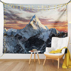 Ambesonne Mountain Tapestry, Evening South High Hill Above the Sky Colorful Nepal Everest Photo, Fabric Wall Hanging Decor for Bedroom Living Room Dorm, 30" X 45", Bluegrey Salmon