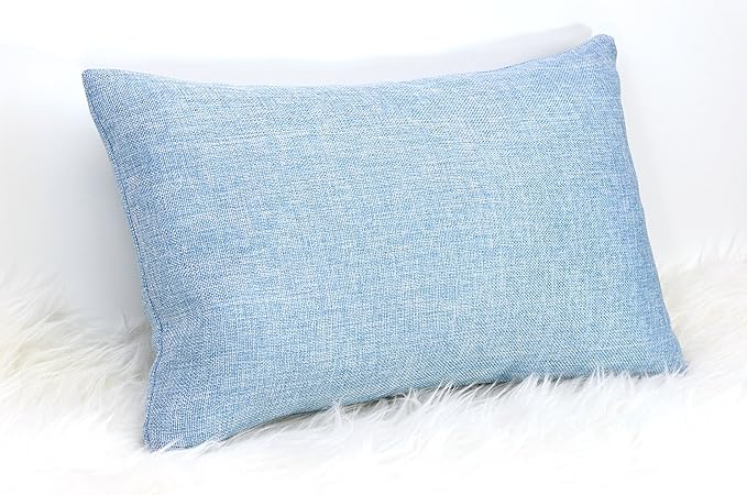 Aiking Home Woven Fine Faux Linen Throw Pillow Cover, Size 12"x18", Slate Blue