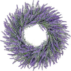 22 Inch Summer Spring Wreaths for Front Door Romance Lavender Wreath, Elegant Artificial Front Door Wreath for All Season Spring Decorations for Home Wall Entryway Farmhouse Porch Room Decor
