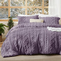 Bedsure Tufted Boho Comforter Set Twin Size - Grayish Purple Boho Bed Set, GentleSoft™ 2 Pieces Farmhouse Shabby Chic Embroidery Bedding, Gifts for Woman, Soft Jacquard Twin Comforter for All Seasons