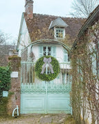 Vlorart 32" Faux Round Boxwood Wreath, Artificial Large Boxwood Wreath Front Door Wreaths Artificial Spring Summer Greenery Hanging with A Plaid Bow for Villa Wall Hanging Window Wedding Party Decor