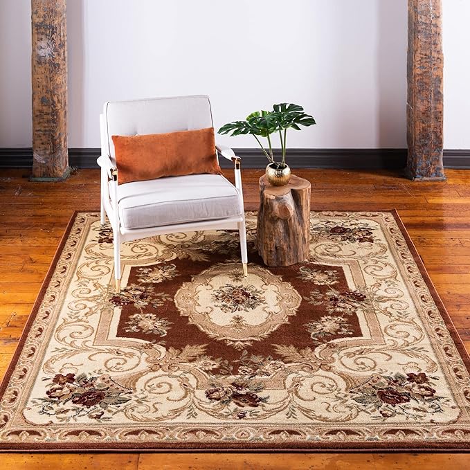 Rugs.com Chateau Collection Rug – 10 Ft Square Brick Red Medium Rug Perfect for Living Rooms, Kitchens, Entryways