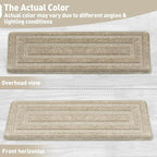 PURE ERA Bullnose Carpet Stair Treads Set Tape Free Non-Slip Indoor Stair Protectors Pet Friendly Rugs 9.5" x 30"(2 Pieces,Cream Gray Rectangular)