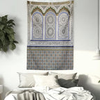 Ambesonne Orient Tapestry, Nostalgic Moroccan Architecture Stone Carving and Motifs Majestic Ottoman Empire, Fabric Wall Hanging Decor for Bedroom Living Room Dorm, 23" X 28", Grey Blue