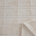 Oversized King Fleece Blanket 120x120 Inches, Seamless Soft Cozy 3D Jacquard Flannel Blanket 10'x10' Extra Large for Bed, Sofa, Couch, Travel & Camping, California King Throw, Beige