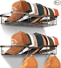 KEETDY Metal Hat Racks for Wall Baseball Cap Organizer Fit 48 Caps Holder, 2 Packs Sturdy Wall Mounted Hat Storage Organizer, Brown