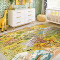 Desert Adventure Kids Rug 5x7 – Safari Animal Map Carpet with Lions, Elephants, Giraffes & Tribes – Educational Play Mat for Baby Bedroom, Classroom, or Playroom, Gold and Vibrant Decor