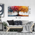 Tree Pictures Wall Art Living Room - Colorful Canvas Wall Art Bedroom Aesthetic - Modern Wall Decoration for Office Size 24" x 48"
