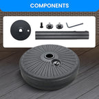 Simple Deluxe 20 Inch 50lbs Weight Capacity Heavy Duty Fillable Market Patio Umbrella Round Base Stand with Holder for Outdoor Lawn, Garden, Yard, Deck, 20inch, Black