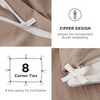 Bedsure California King Size Duvet Cover with Fitted Sheet - 4 Pieces Prewashed Polyester Extra Soft Bedding Set, Includes 1 Duvet Cover 104x98 Inches, 2 Pillow Shams, 1 Fitted Sheet, Deep Beige