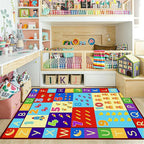 ABC Alphabet & Numbers Learning Rug 3x4ft - Non-Slip Washable Play Mat for Toddlers 1-3, Baby Nursery & Preschool Classroom Carpet, Soft Educational Area Rug