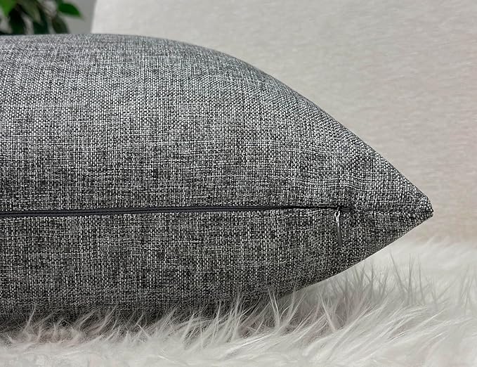 Aiking Home Woven Fine Faux Linen Throw Pillow Cover, Size 18"x18", Gray