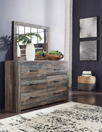 Signature Design by Ashley Drystan 6 Drawer Dresser, Large-scale Hardware, Smooth-gliding Drawers, Wood, 58.7" W x 15.31" D x 36.46" H, Weatherworn Brown