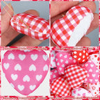 30 Pieces Fabric Heart Hanging Ornaments Valentines Heart Shaped Ornaments Red Pink Hearts Fabric Hanging Decorations for Valentine's Day Tree Wedding Party DIY Crafts