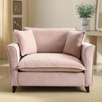 ERYE Modern Chenille Upholstered Accent Chair Wider Seat Leisure Cushion Armchair with 2 Pillows and Removable Cover for Home Apartment Office Living Room Bedroom
