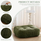 8" Washable Floor Pillow Cushion for Adults, Meditation Cushion Pillow, Removable Tufted Blended Corduroy Cover, Large Square Floor Sitting for Tatami Living Room or Yoga, 2Pack, Machine Washable