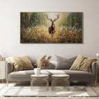 XLSJERST Country Wall Decor Poster 48x24 Inches - Elk Picture Hunting Artwork Large Canvas Picture Brown Deer Wall Art for Living Room Guest Bath Decoration