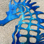 LiveInUrban Coastal Wall Art Seahorse Metal Wall Sculptures, Ocean Beach Themed Metal Hanging Home Decoration 15.8"x12.1"