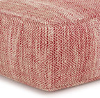 SIMPLIHOME Nate Square Pouf - 20 inch Wide Upholstered Handwoven Cotton Ottoman in Patterned Maroon Melange, Boho Footstool or Extra Seating for Living Room with Artisanal Texture, Assembled