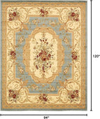 Rugs.com Chateau Collection Rug – 8' x 10' Light Blue Medium Rug Perfect for Living Rooms, Large Dining Rooms, Open Floorplans