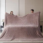 Oversized King Fleece Blanket 120x120 Inches, Seamless Soft Cozy 3D Jacquard Flannel Blanket 10'x10' Extra Large for Bed, Sofa, Couch, Travel & Camping, California King Throw, Brown Leaf