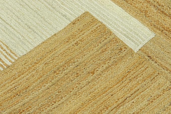 Scalloped Jute Rug, Hand Woven Runner Area Rug, 2.6x8 Ft Beige & Brown Braided Natural Sisal Kilim Rugs for Living Room, Kitchen, Entryway, Farmhouse