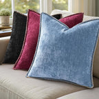 decorUhome Spring Chenille Soft Cozy Throw Pillow Covers 22x22 Set of 2, Modern Farmhouse Boho Velvet Decorative Euro Sham Pillow Cases with Stitched Edge for Couch Sofa Bed Home Decor, Rhododendron