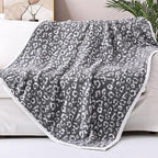Panku Ultra Soft Leopard Throw Blanket, Cozy Knit Warm Cheetah Fleece Blankets for Couch and Sofa, Knit Reversiable Luxury Fluffy Blanket Throw (50x60 Inches, Snow Light Grey)