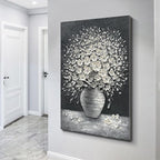 Epicler art Hand-painted abstract white flower art oil painting, 40x28 inch canvas wall art painting office home wall decorative art