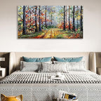 Art Forest Landscape Oil Painting Modern Abstract Art Wall Decoration 24x48 inches