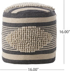 Christopher Knight Home Lucknow Handcrafted Cylinder Pouf - White/Navy Blue