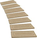 PURE ERA Bullnose Carpet Stair Treads Set Tape Free Non-Slip Indoor Stair Protectors Pet Friendly Rugs 9.5" x 30"(14 Pieces,Khaki Rectangular)