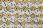 Area Rug 4' Square Rug Yellow & Beige Cotton Dhurrie Oriental Thick 0.19 inches Stone Easy Washable Rug Hand Wash Cotton Carpet Flatweave Rug Indoor Outdoor Rugs for Kitchen, Bedside, Enterway