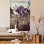 Ambesonne Alaska Mountains Tapestry Twin Size, Arctic Landscape Hiking Alaska Mountains Scenery in Usa Wilderness, Wall Hanging Bedspread Bed Cover Wall Decor, 68" X 88", Green Black White