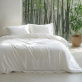 Bedsure 100% Rayon Derived from Bamboo Duvet Cover Queen Size - Lightweight Silky Cooling Comforter Cover Set for Hot Sleepers, Breathable & Moisture-Wicking Bedding Set, Pure White