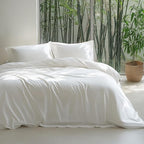 Bedsure 100% Rayon Derived from Bamboo Duvet Cover Queen Size - Lightweight Silky Cooling Comforter Cover Set for Hot Sleepers, Breathable & Moisture-Wicking Bedding Set, Pure White