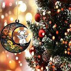 LOVELYPOD DIY Dog Ornament Suncatcher Memorial Gifts for Dog Lovers, A White Dog with Wings on Window Hangings Suncatcher, Loss of Dog Sympathy Gift, Remembrance Gifts in Memory Dog (4 Inches)