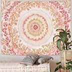Lifeel Pink Mandala Tapestry, Cute Boho Medallion Floral Tapestries for Girls Bedroom Living Room Dorm Decor, 36x48 inches