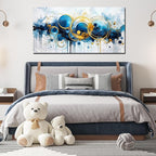 JKWALL77 Big Abstract Canvas Wall Art for Living Room - Blue Modern Wall Decor Ready to Hang Size 29" x 59"