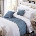 OSVINO Chenille Bed Runner Solid Breathable Modern Bedding Scarf Protection for Bedroom Hotel, Blue 180X50cm for 120cm Bed