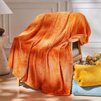 NEWCOSPLAY Super Soft King Blanket Orange Premium Silky Flannel Fleece Leaves Pattern Lightweight Bed Blanket All Season Use (Orange, King(90"x110"))