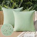 MIULEE Pack of 2 Decorative Outdoor Solid Waterproof Throw Pillow Covers Spring Faux Linen Garden Farmhouse Cushion Cases for Patio Tent Balcony Couch Sofa 18x18 Inch Sage Green