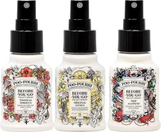 Poo-Pourri Original Citrus,Ship Happens, and Tropical Hibiscus 1.4 Ounce Set